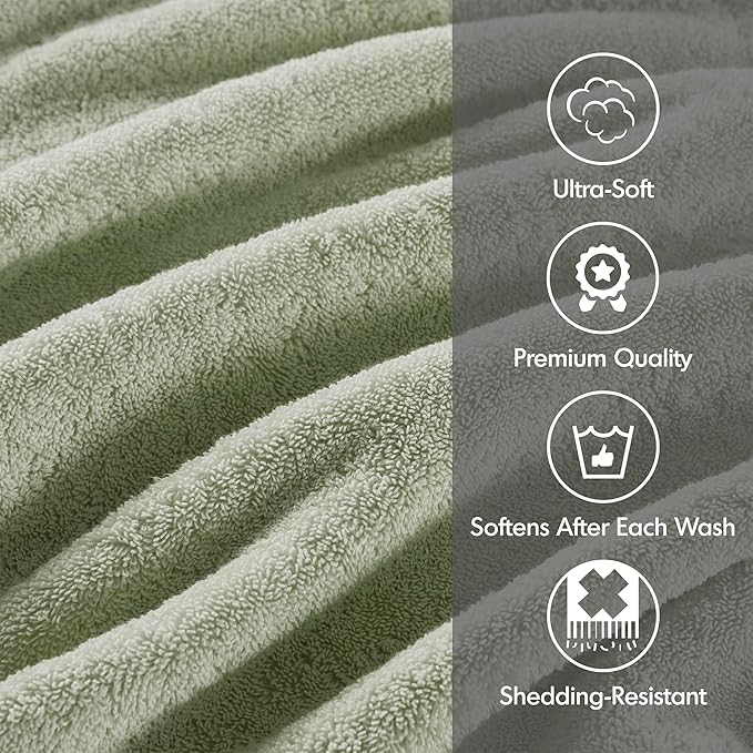Madison Park 800GSM Bathroom Towel Set of 8 100% Cotton Bath Towel Set for Bathroom Luxurious Highly Absorbent 2 Bath Towels 2 Hand Towels 4 Washcloths Quick Dry Spa Quality Sage Green