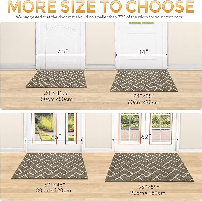 hicorfe Kitchen Rugs and Mats,Kitchen Mats for Floor,47"x71" Non Slip Runner Rug,Absorbent Resist Dirt Comfort Standing Mat Machine Washable for Entryway,Hallway,Front of Sink(Beige)