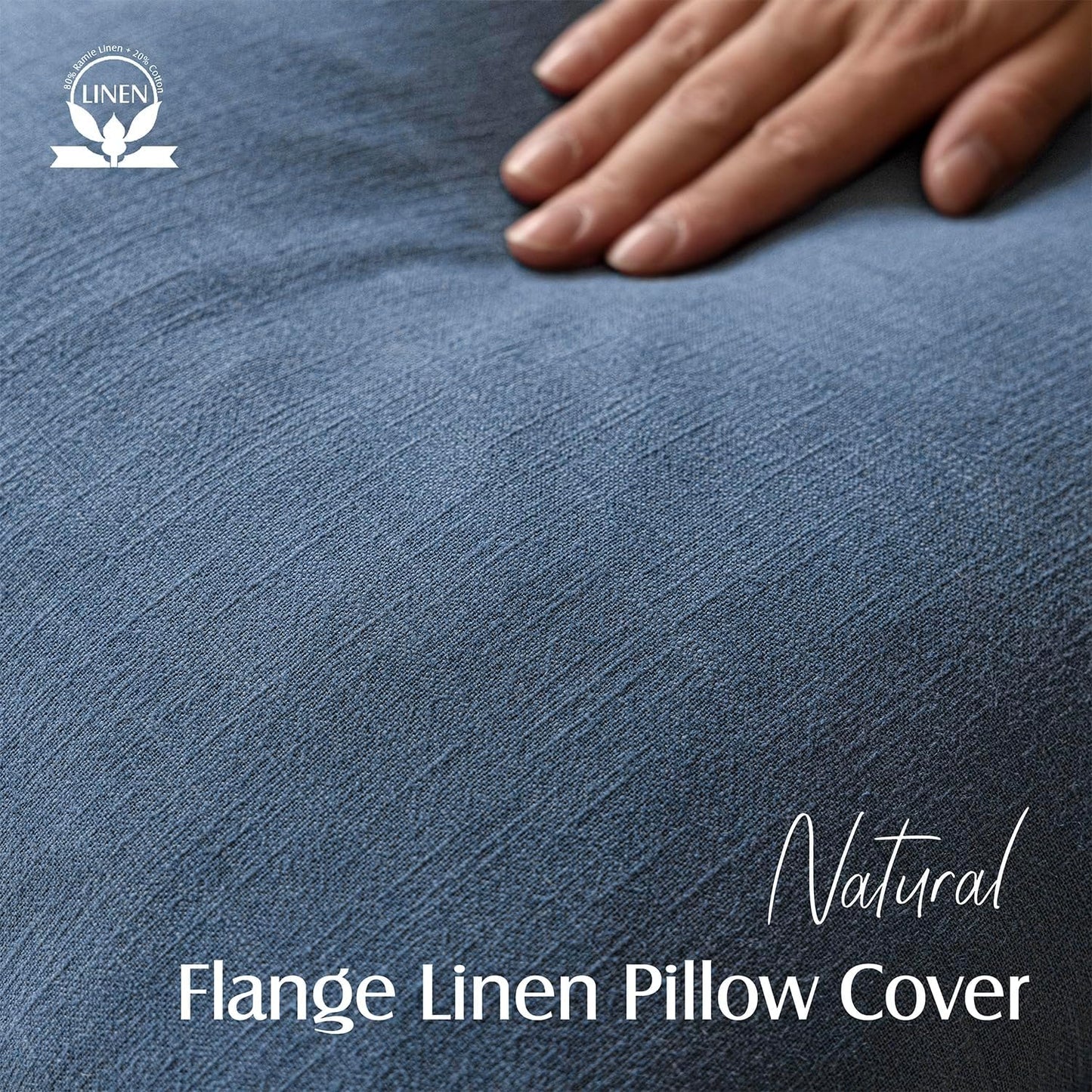 Foindtower Pack of 2, Decorative Linen Soild Throw Pillow Covers Soft Accent Euro Cushion Case Farmhouse Neutral Pillowcase for Chair Couch Sofa Bedroom Living Room Home Decor 16 x 16 Inch Dark Blue