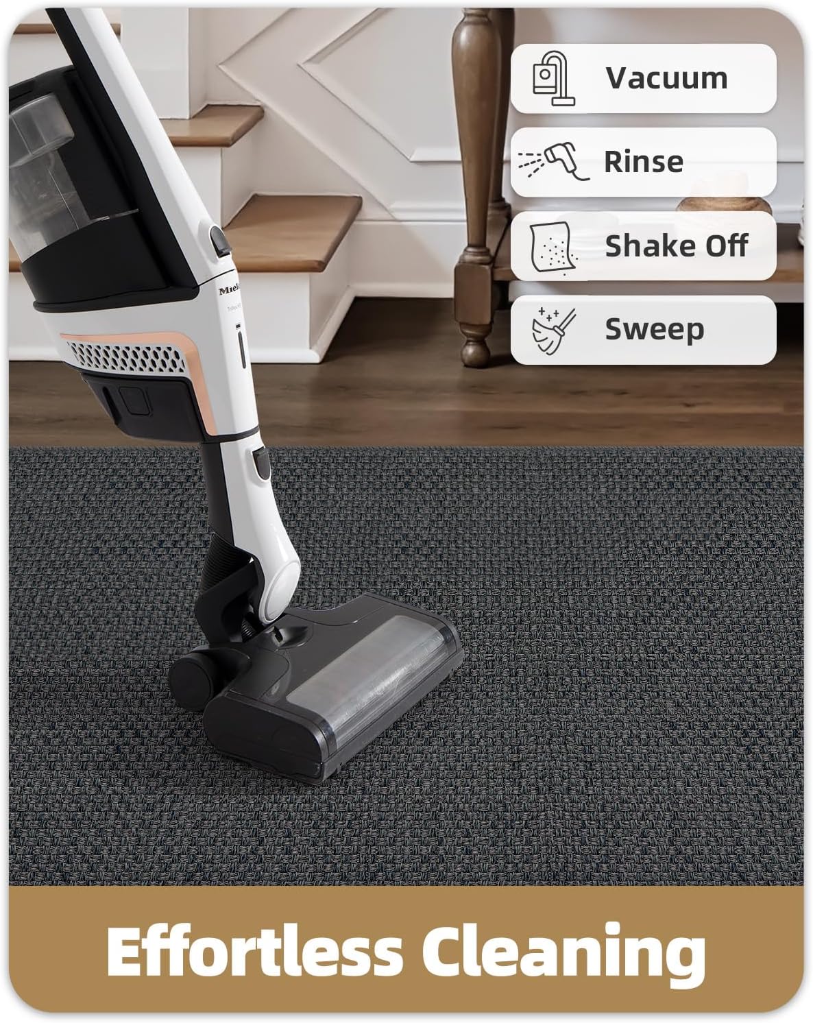 Color&Geometry Door Mat 2'4"x8' Runner Rug with Rubber Backing, Non Slip Washable Hallway Rug, Carpet Runners for Hallway Living Room Bedroom, Grey (Rolled-up NO Creases)