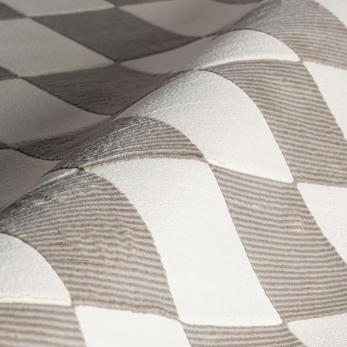 Nuloom Zhuri Checkered 2' x 8' Machine Washable Runner Rug for Living Room Bedroom Dining Room Entryway Hallway, Cream