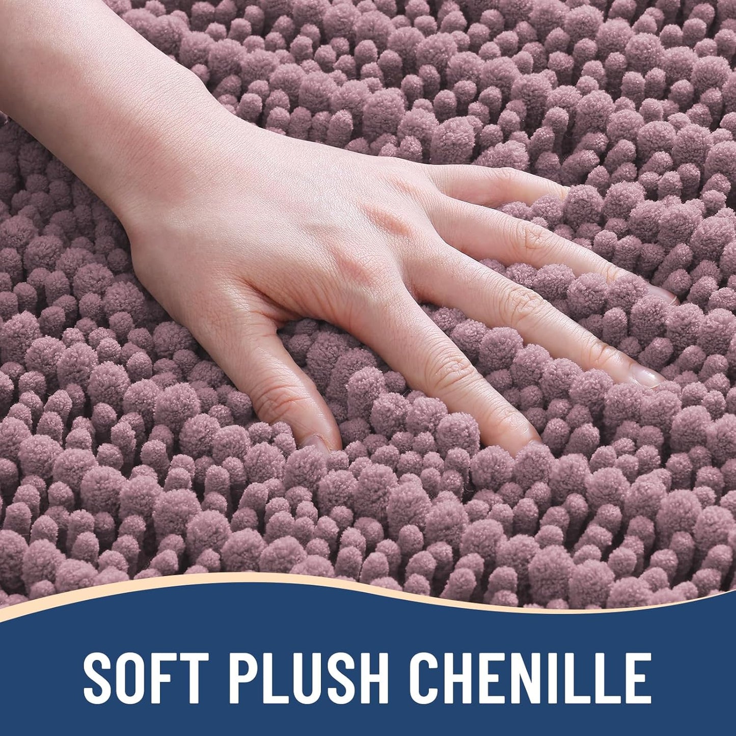 Arotive Luxury Chenille Bathroom Rug Mat, Extra Soft Thick Absorbent Shaggy Bath Rugs, Non-Slip Machine Wash Dry, Plush Bath Mats for Bathroom, Shower and Tub, 24x16, Deep Plum