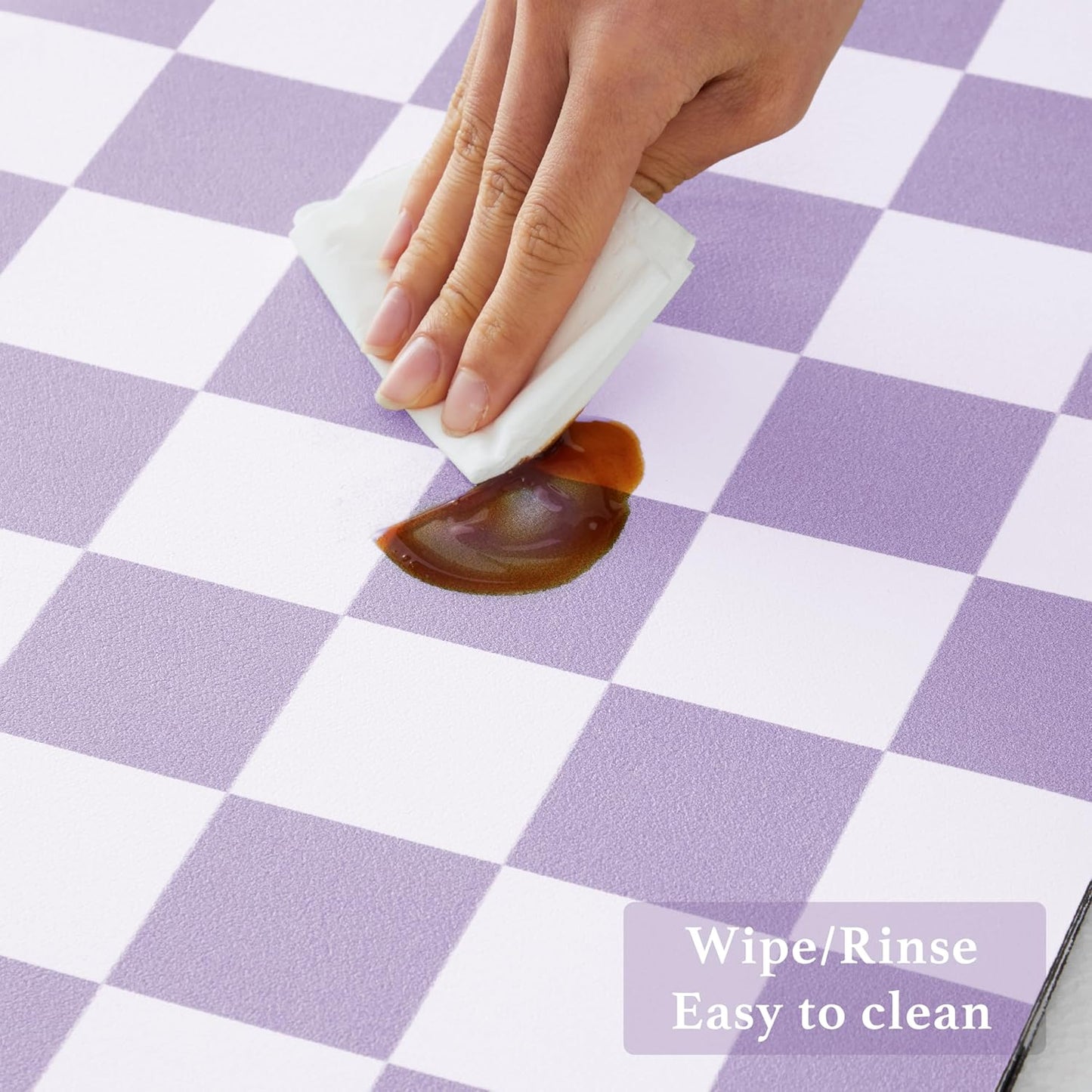 Checkered Dish Drying Mat for Kitchen Counter, Coffee Bar Station Accessories, Retro Cute Aesthetic Modern Absorbent Drainer Mat Kitchen Drying Mat Easy Clean, Purple 12" x 19"