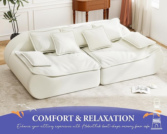 Hobestluk Sectional Sofa Couches 2-Seater Modular Sofa, 87'' Comfy Loveseat with Throw, Deep Seat Small Sofa for Compact Space, Memory Foam Sectional Couches for Living Room, Office, Apartment