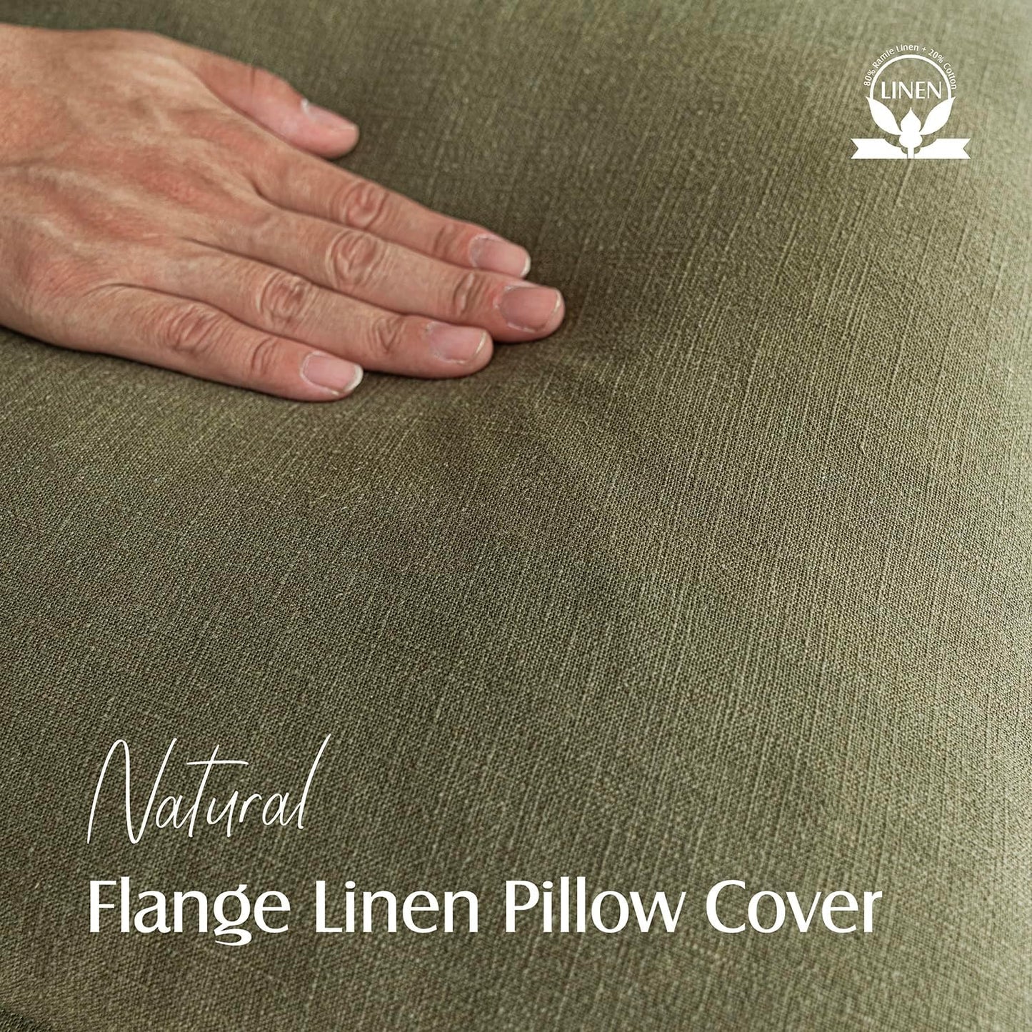 Foindtower Pack of 2, Decorative Linen Soild Throw Pillow Covers Soft Accent Cushion Case Boho Farmhouse Pillowcase for Chair Couch Sofa Bedroom Living Room Home Decor 26 x 26 Inch Olive Green