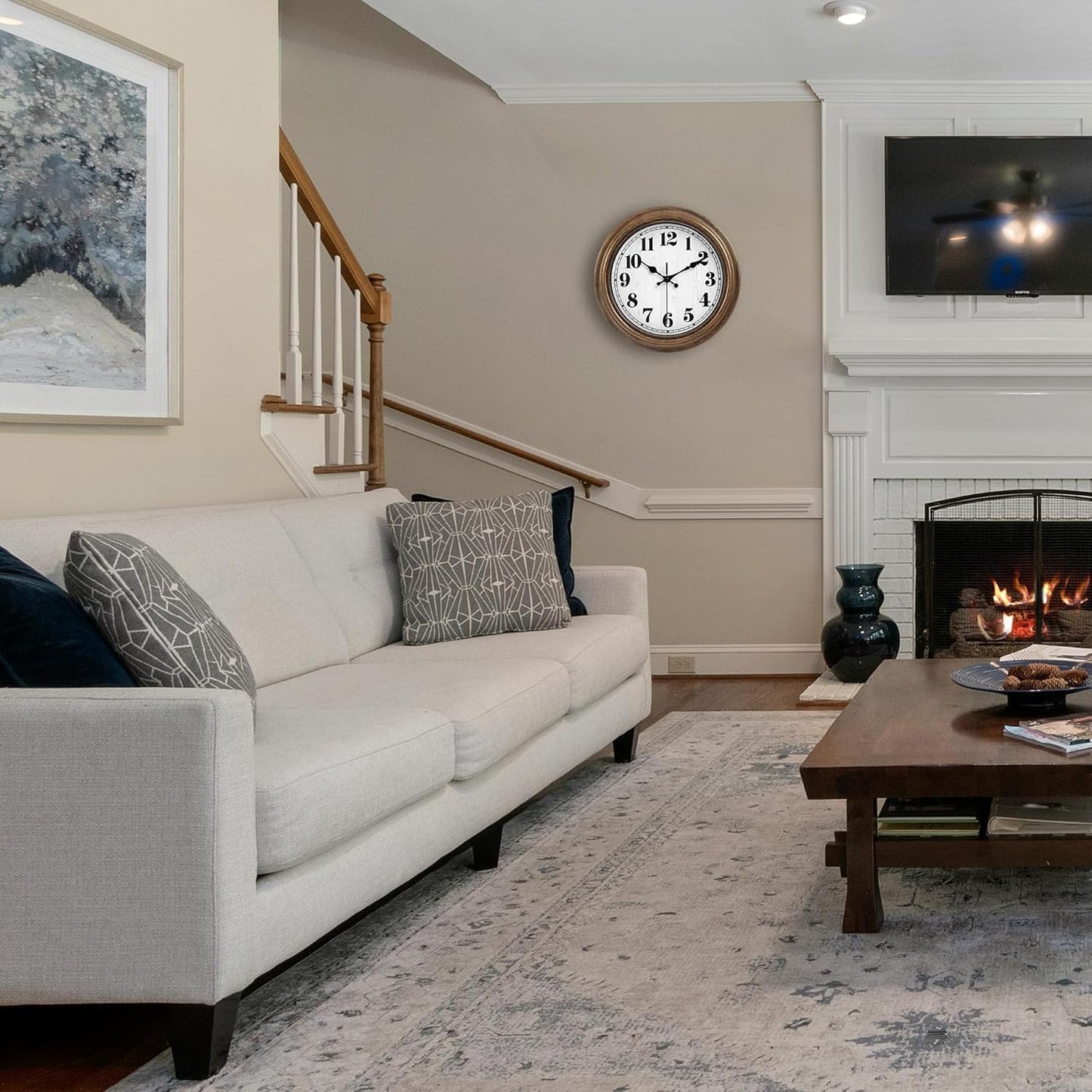 45MinST 12 Inches Retro Wall Clock, Silent Non Ticking Battery Operated Movement, Decor for Home/Wall Decor, Easy to Read, Decorate for Bedroom Living Room Office(Bronze)