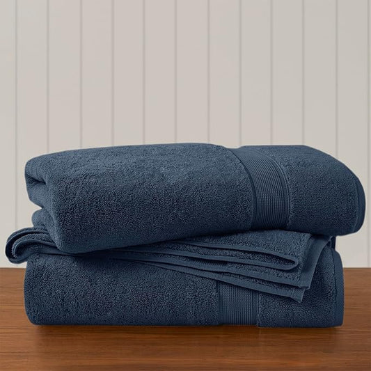 Madison Park 800GSM Bath Sheet Towel Oversized 34" x 68" 2 Pack 100% Cotton Bath Towel Set Highly Absorbent Hotel Spa Quality for Bathroom, Slate Blue