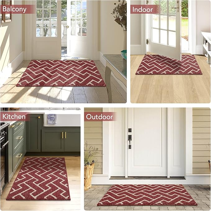 hicorfe Kitchen Rugs and Mats,Kitchen Mats for Floor,32"x48" Non Slip Runner Rug,Absorbent Resist Dirt Comfort Standing Mat Machine Washable for Entryway,Hallway,Front of Sink(Red)