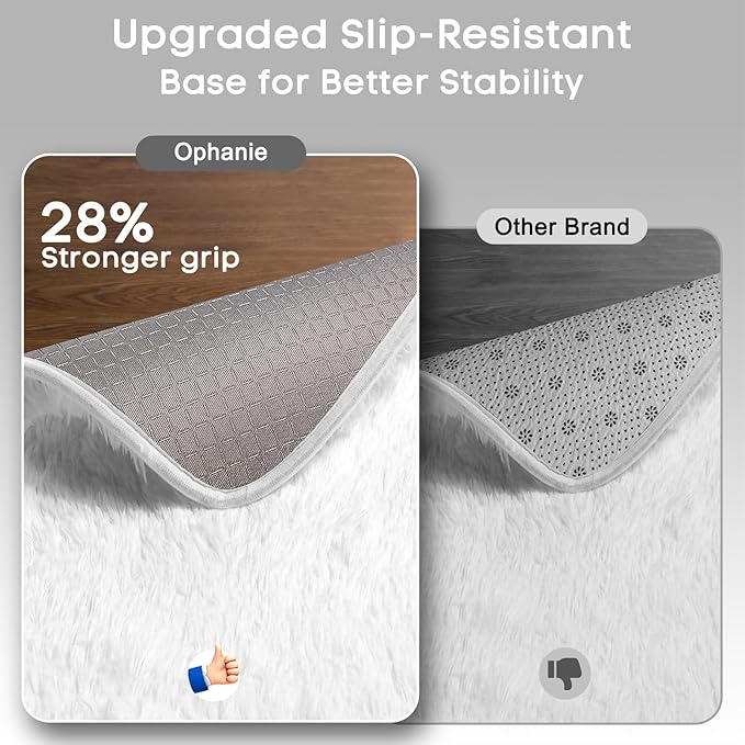 Ophanie 5x8 White Rugs for Living Room, Fluffy Fuzzy Plush Soft Carpets, Shaggy Area Rugs for Bedroom, Carpet for Dorm Nursery Home Decor Aesthetic