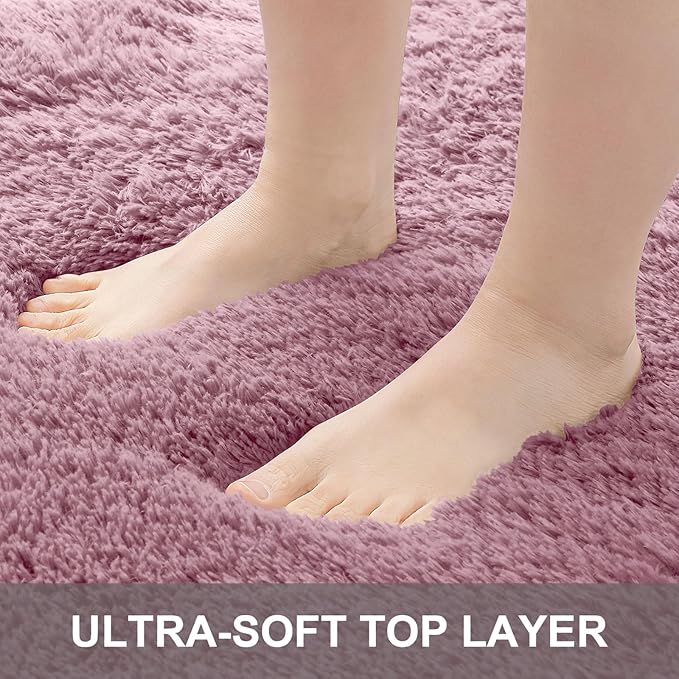 OLANLY 9x12 Machine Washable Large Area Rugs for Living Room, Bedroom, Soft Fluffy Shaggy Bedside Rug, Indoor Floor Carpet for Kids Girls and Boys, Dorms, Nursery, Home Decor Aesthetic, Blush