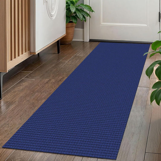 KOZYFLY Runners for Hallways 2x5 ft Washable Kitchen Runner Non Slip Rubber Backed Hall Runners Cotton Entryway Runner Rugs Floor Carpet for Indoor Backdoor Bedroom Kitchen, Royal Blue/Navy