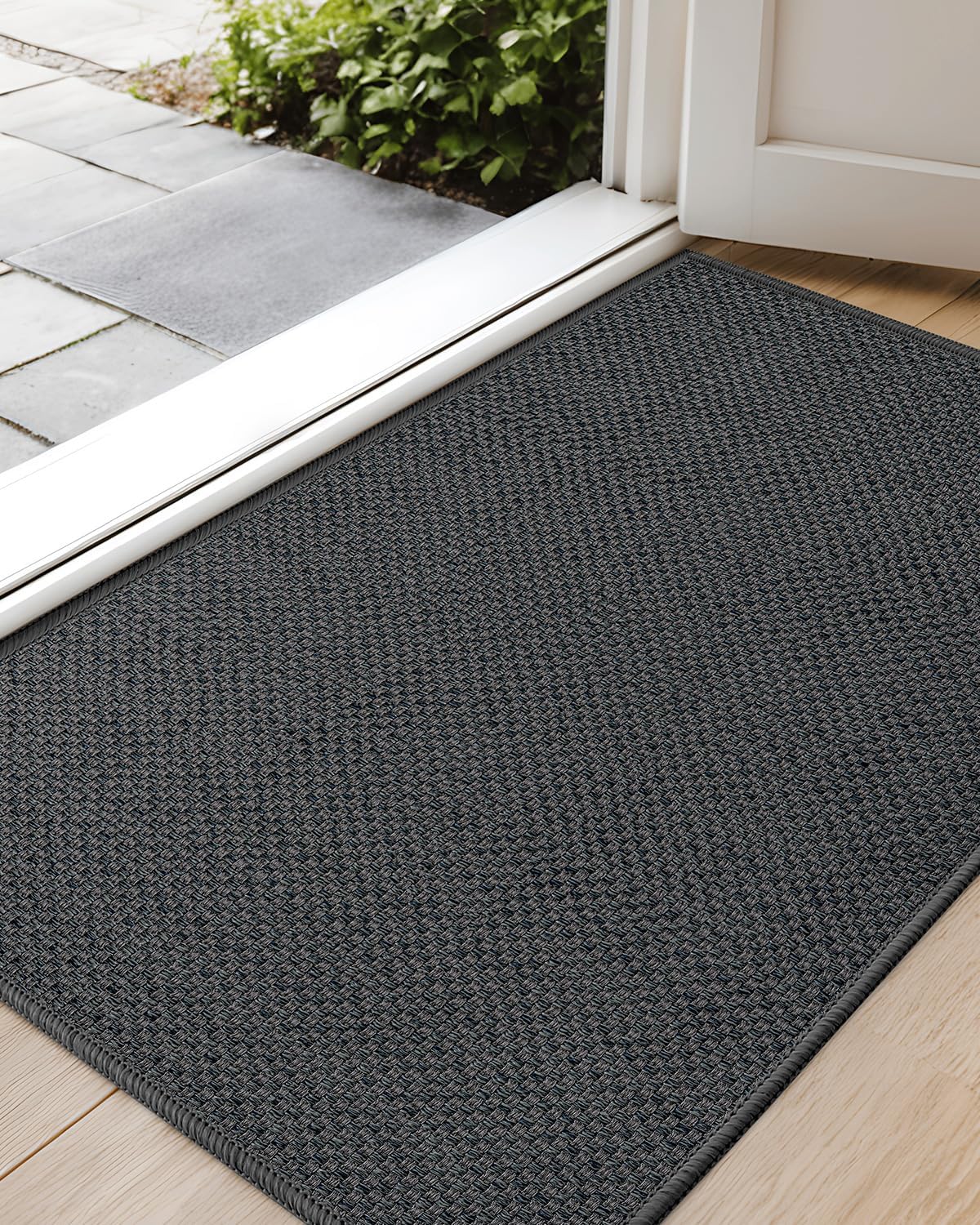 Color&Geometry Door Mat 26" x95, Front Door Mat Indoor Rugs for Entryway, Non Slip Washable Low-Profile Inside Doormat, Entry Mat Entry Rug Door Mats Indoor Entrance, Grey (Rolled-up NO Creases)