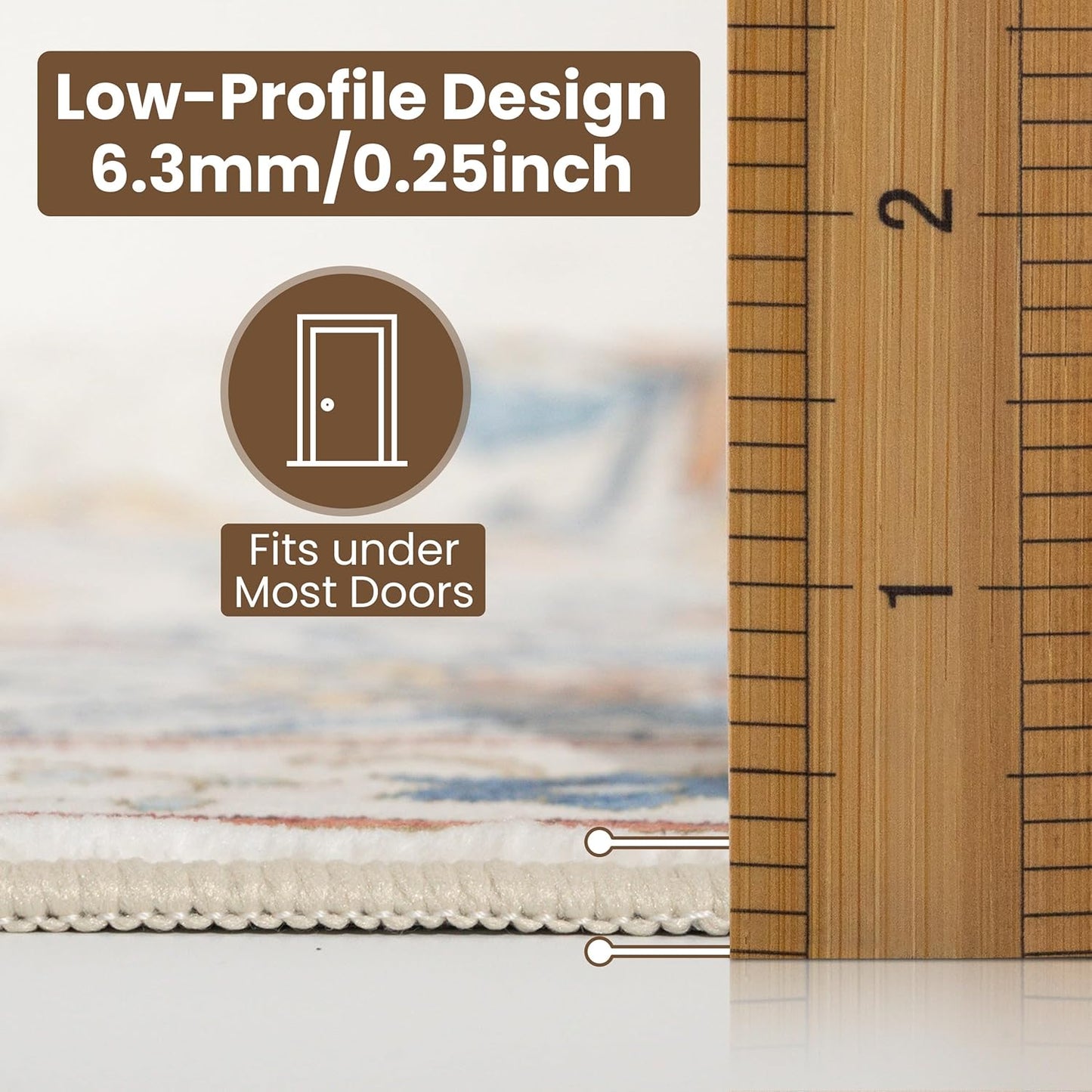 Washable Runner Rug 2x6 | Non Slip Rug Runners for Hallways, Entryways, Kitchens, Bathrooms, Bedrooms | Ultra-Soft Flannel Carpet Runners with Rubber Backing (Multi Colored, 2x6)