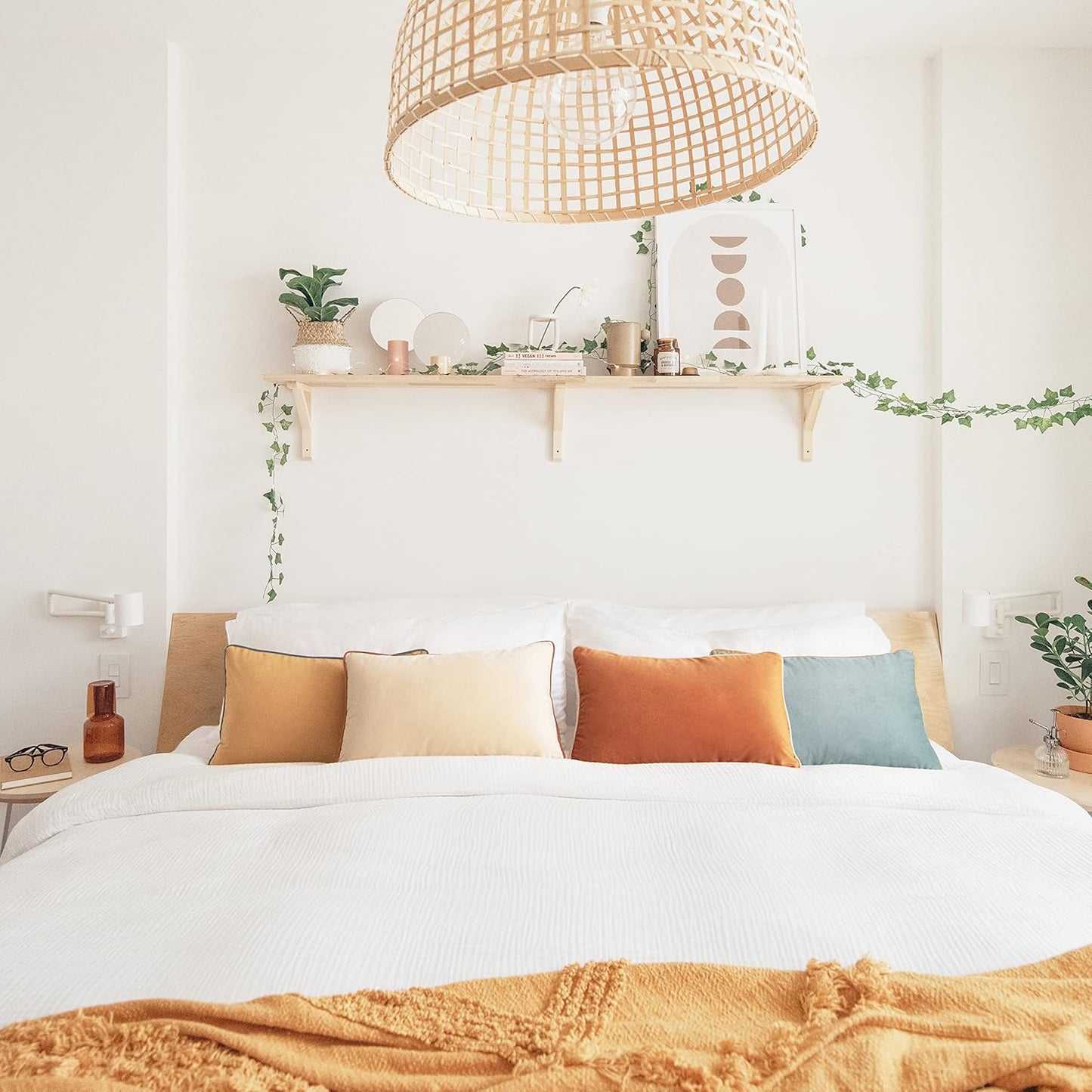 MONDAY MOOSE Decorative Throw Pillow Covers Cushion Cases, Set of 4 Soft Velvet Modern Double-Sided Designs, Mix and Match for Home Decor, Pillow Inserts Not Included (12x20 inch, Orange/Teal)