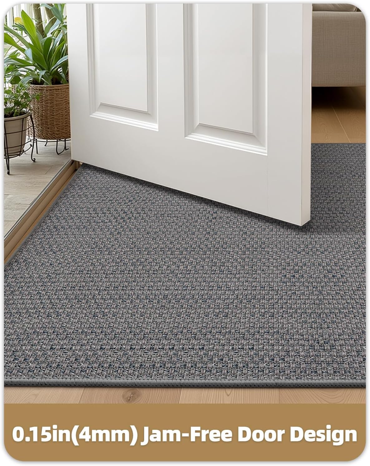 Color&Geometry Front Door Mat Indoor 26"x47", Rugs for Entryway, Non Slip Washable Low-Profile Inside, Entry Mat Entry Rug Door Mat Indoor Entrance, Light Grey (Rolled-up NO Creases)