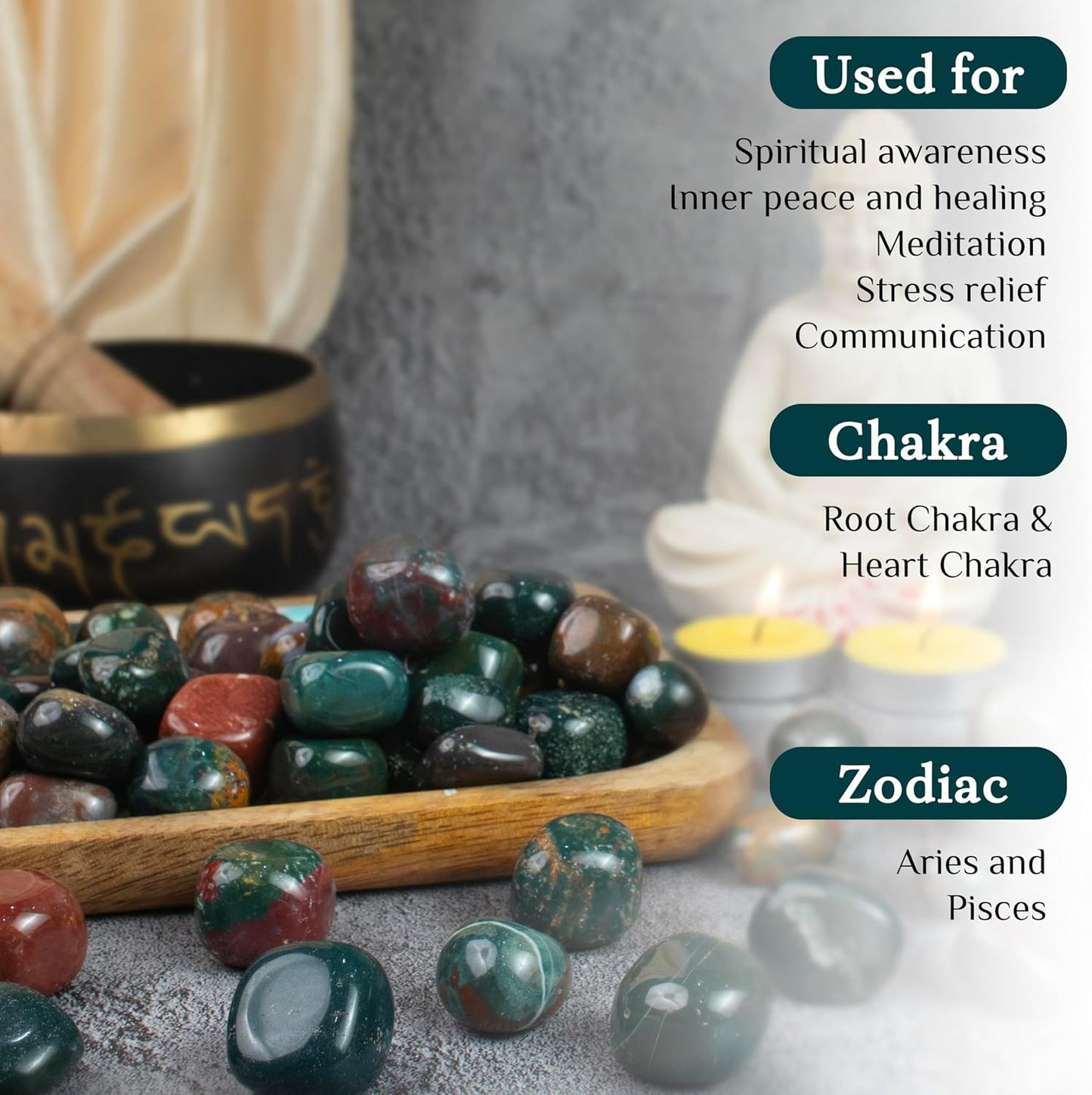 Crocon Bloodstone Tumble Stones Stones Set Pocket Crystal Healing Gemstones Tumble Collection Palm Stone Good Luck Charm Gift Craft Home Decor Size: 20-25 mm | 1 LB