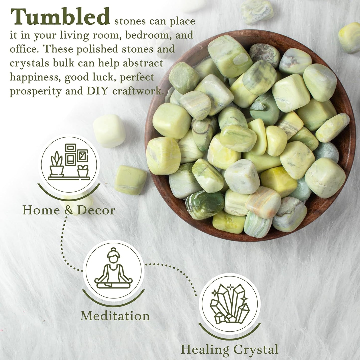 Crocon 1LB Serpentine Tumbled Stones and Crystals Bulk 2000+ Carats Natural Crystal Kit for Reiki Healing Crystal Polished, Tumble Stones, Chakra Balancing, Reiki Gift, Home Decor Size : 20-25 mm