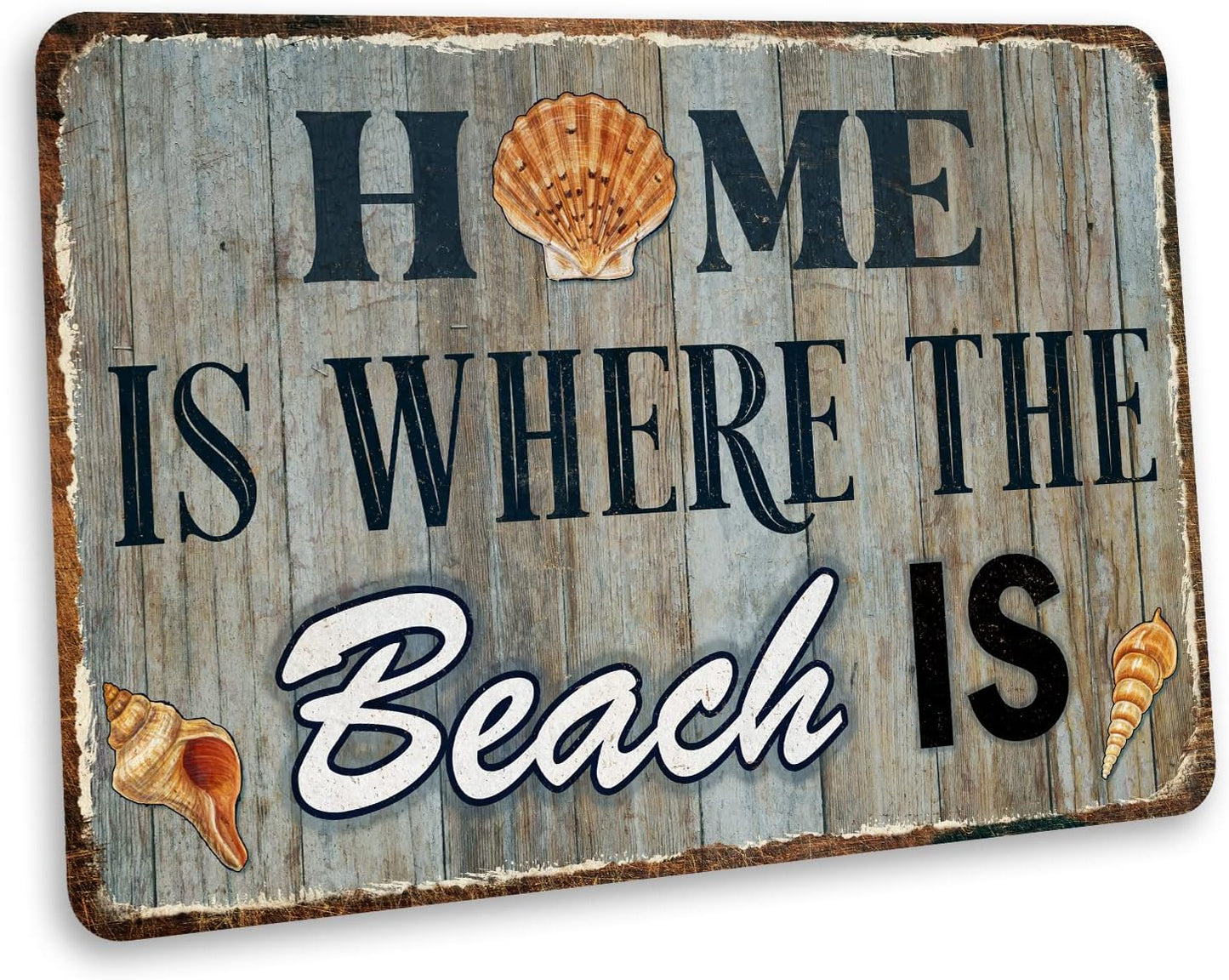 Home Is Where The Beach Is Sign Decor Ocean Decorations Nautical Signs Seashell Home Wall Gifts 16x24 116242001046