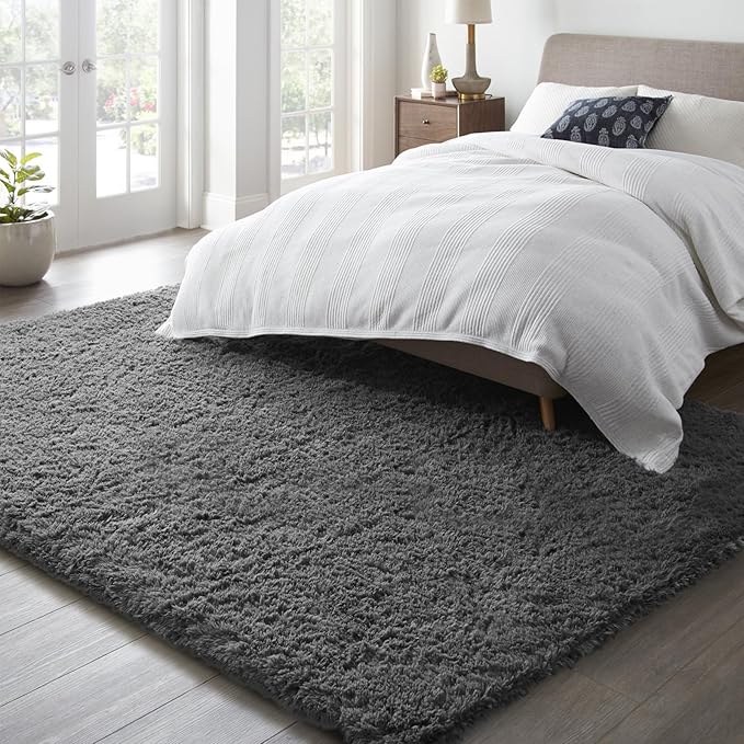 Ophanie 6x9 Area Rugs, Upgrade Non-Slip Fluffy Soft Rugs for Living Room, Large Shag Grey Fuzzy Plush Rug, Gray Shaggy Big Carpets for Bedroom, Kids Boys Girls Dorm Nursery Home Decor Aesthetic