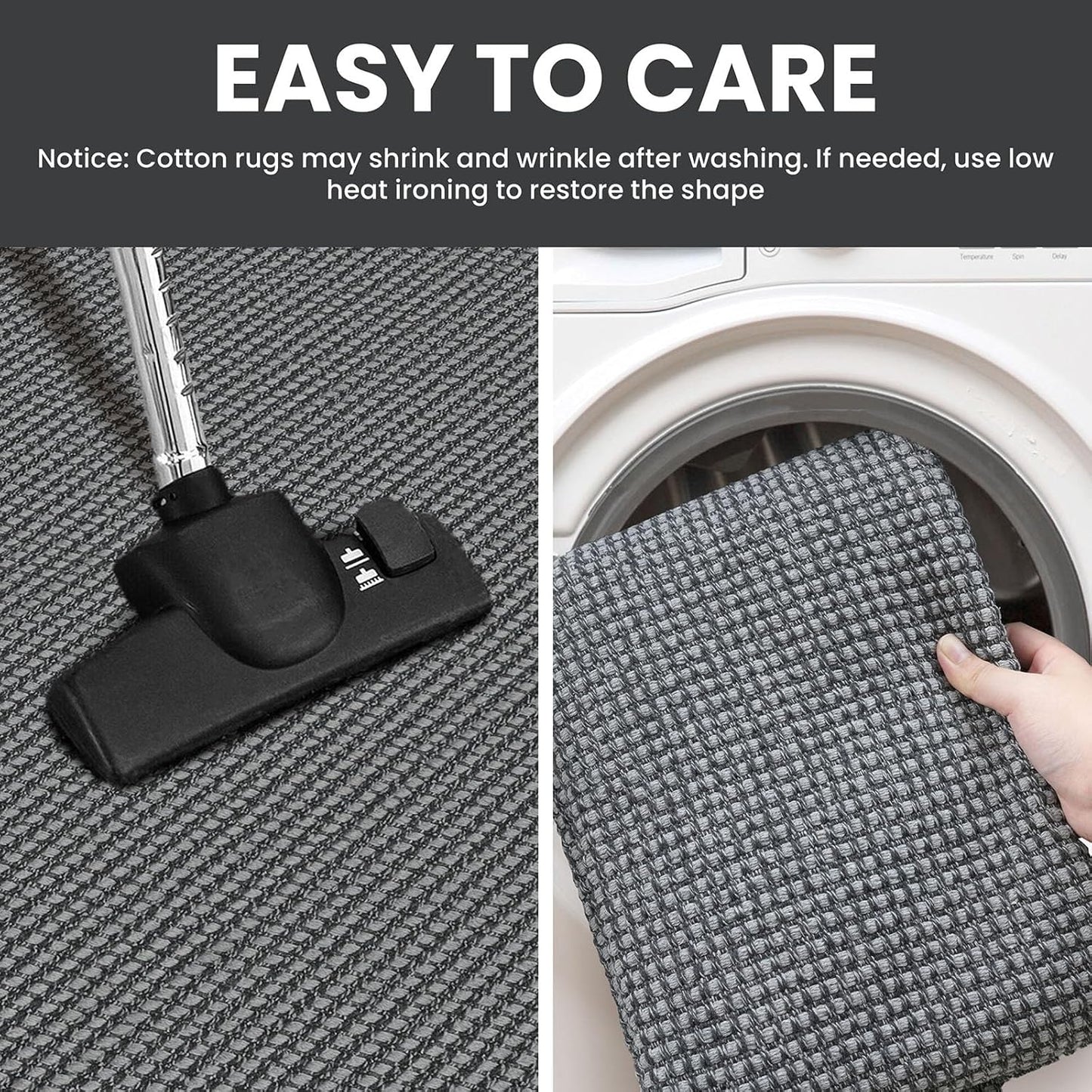 IOHOUZE Washable Exrea Long Hallway Runner Rug 3x20 Non Slip Rubber Backed Kitchen Runner Entryway Runner Indoor, Woven Rugs Floor Carpet for Kitchen Hall Entryway Stair, Dark Grey