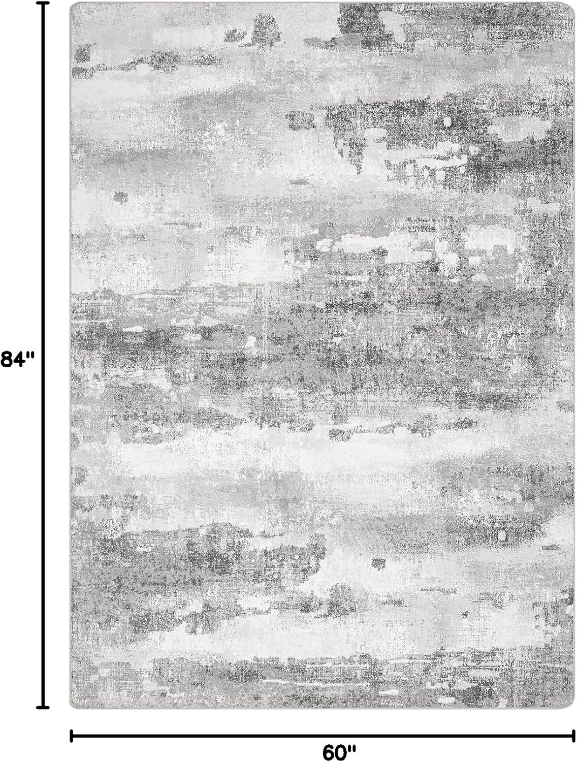 Area Rugs 5x7 for Living Room Bedroom Machine Washable Large Gray Area Rug Abstract Soft Throw Rug, Indoor Floor Cover, Lightweight Non Slip Backing Thin Rug