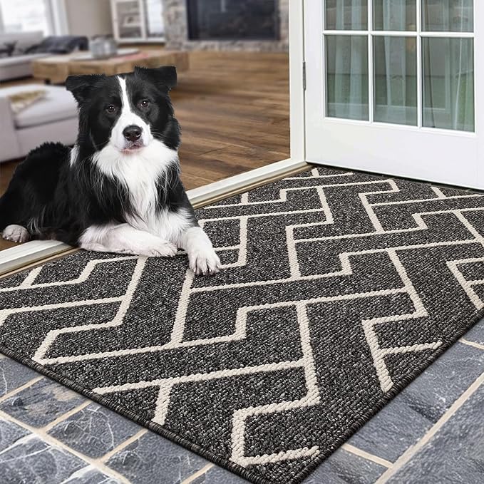 hicorfe Kitchen Rugs and Mats,Kitchen Mats for Floor,32"x40" Non Slip Runner Rug,Absorbent Resist Dirt Comfort Standing Mat Machine Washable for Entryway,Hallway,Front of Sink(Black)