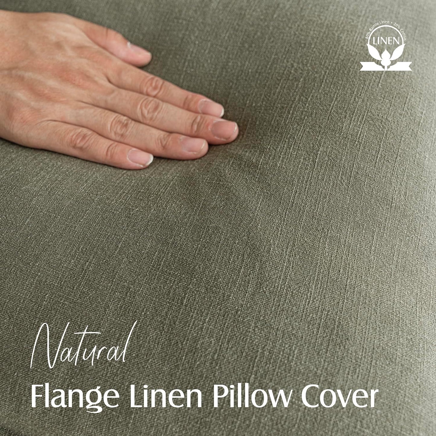 Foindtower Pack of 2, Decorative Linen Soild Throw Pillow Covers Accent Lumbar Cushion Case Boho Farmhouse Pillowcase for Chair Couch Sofa Bedroom Living Room Home Decor 12x20 Inch Olive Branch Green