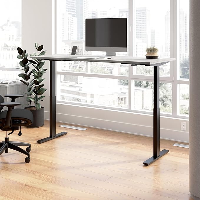 Bush Business Furniture 72-inch Electric Height Adjustable Standing Desk, Ergonomic Sit-Stand Computer Table for Home and Professional Office, Move 60 Series, Platinum Gray with Black Base