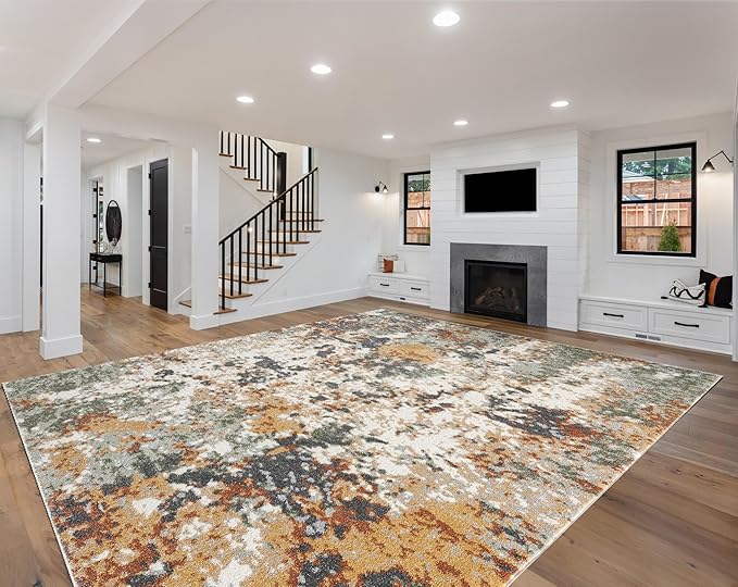 Keen Home Design Area Rugs - 8x10 Non-Shedding, Abstract Rugs for Kitchen, Living Room, Bedroom, Dining Room, Entryway - Size: 7'3" x 10'2", Multi