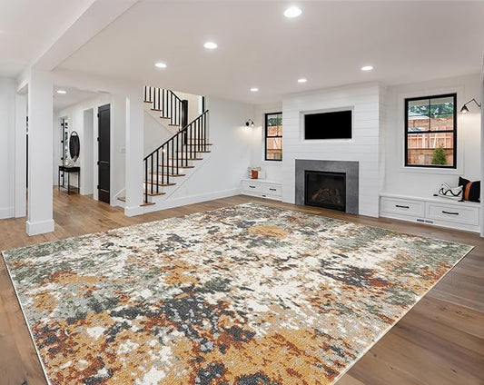 Keen Home Design Area Rugs - 12x15 Non-Shedding, Abstract Rugs for Kitchen, Living Room, Bedroom, Dining Room, Entryway - Size: 12' x 15', Multi