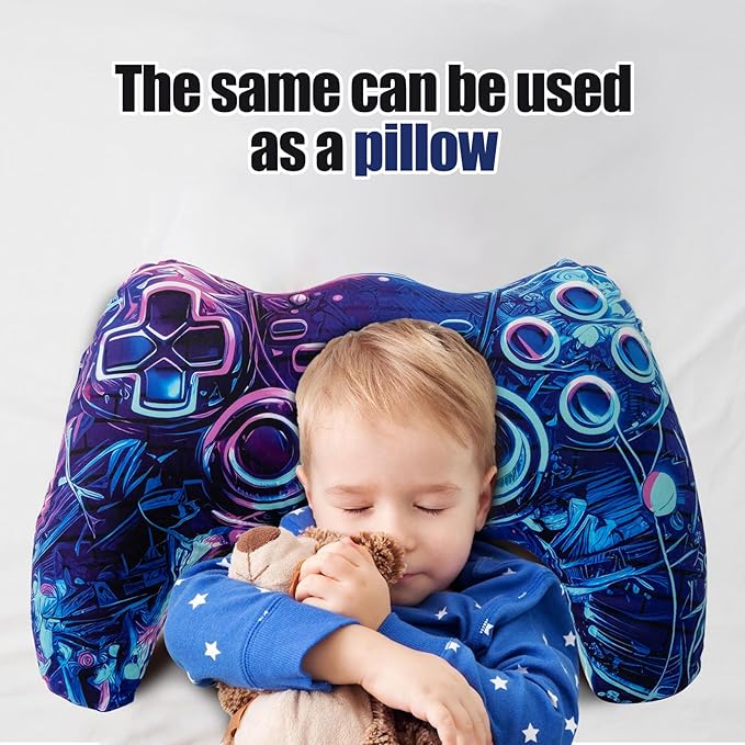 Meeting Story Game Controller Shaped Plush Throw Pillow Cushion for Boys and Girls Gamer Room Decoration for Sofa Couch/Computer Chair/Bed Gifts for Teen Boys Gaming Toy Pillow (Purple, Large)