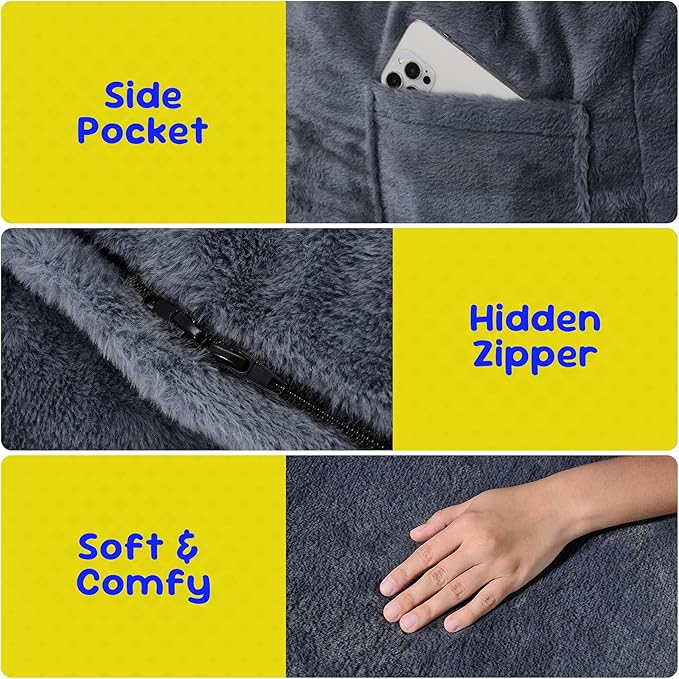 Hobestluk Bean Bag Chairs 2.5FT Beanbag Chair with Plush Faux Fur Cover Memory Foam Bean Bags, Small Bean Bag Chair for Living Room Bedroom, Playroom(Dark Grey)