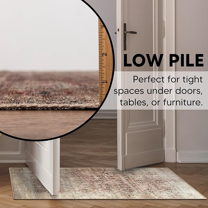 Keen Home Design 2x3 Rug - Machine Washable Entry Rug with Non-Slip Backing, Ideal for Enteryway, Kitchen, Bathroom, Laundry Room - Vintage, Easy Clean, Durable, Low Pile - (2' x 3')