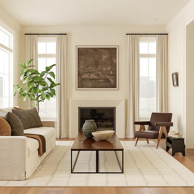 Nuloom Eunice Checkered 6' x 9' Machine Washable Area Rug for Living Room Bedroom Dining Room, Beige