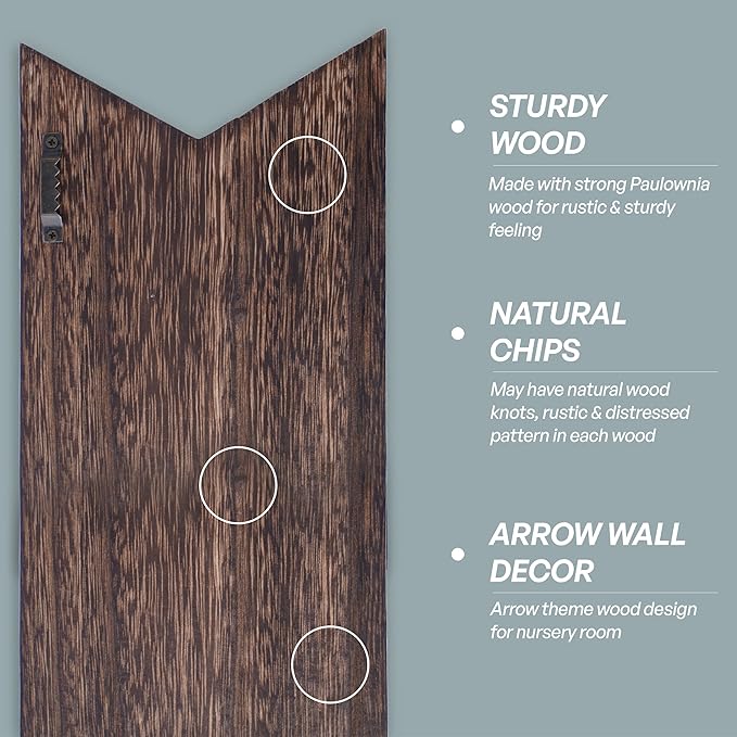 Little Man Cave Sign For Boys - 2 Pcs 14" x 5" Baby Boy Nursery Wall Decor Art for Playroom, Rustic Wooden Arrow Sign For Nursery, Cabin Room Wall Decor, Easter Gifts for Kids, Brown