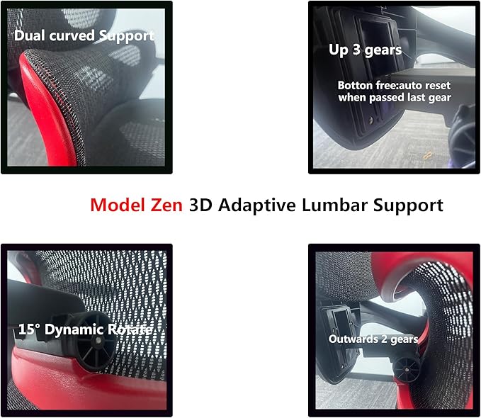 Ergonomic Office Chair, Big and Tall Mesh Computer Gaming Chair with Adaptive Lumbar Support, Work Chair with Headrest, 5D Armrest,90-130°Tilt, BIFMA Certified, Model Zen (Red)