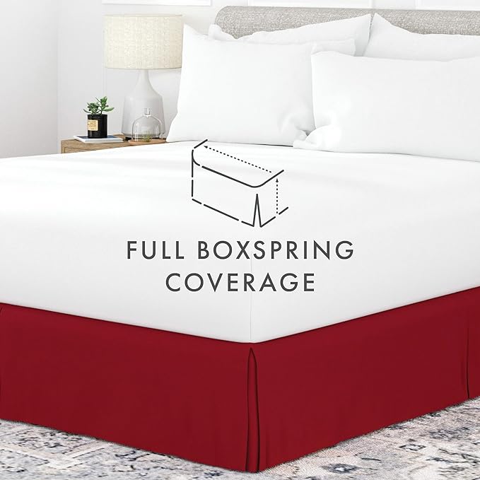 Linen Market Bed Skirt - Ultra Soft Microfiber - Easy Fit with 14 Inch Tailored Drop - Hotel Quality, Shrinkage & Fade Resistant - Bed Cover - Queen Bed Set - Bedroom Décor - (Queen, Burgundy)