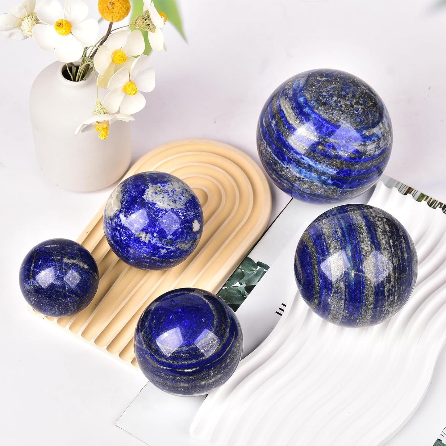 JIC Gem Extra Large Lapis Lazuli Quartz Crystal Sphere,Decorative Crystal Ball Blues Gemstone Sphere for Meditation,Office Table Decorations 100-110mm