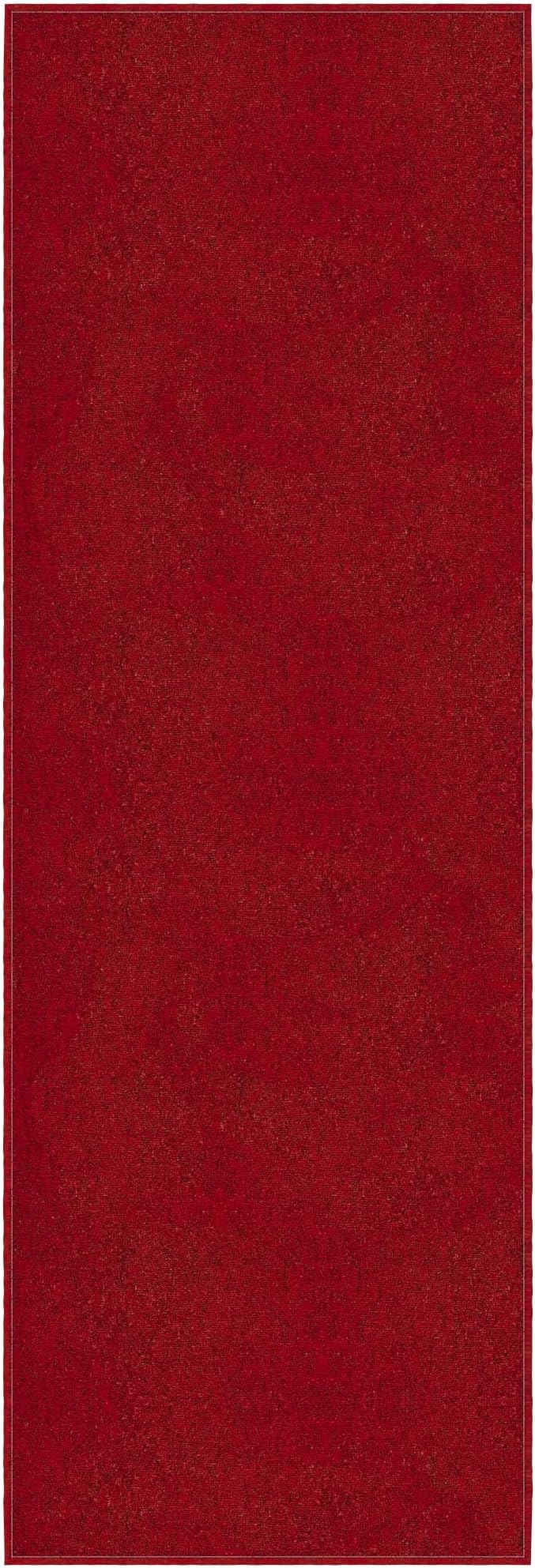 Ottomanson 20" x 59" Ultra-Thin Hallway Runner Rug - Durable Non-Slip Carpet for High-Traffic Areas - Fits Under Doors for Seamless Entry - Ideal for Kitchen, Entryway, Bedroom & Living Room, Red
