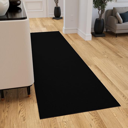 Ottomanson Hallway Runner Rug 2'7" x 9'10" Non Slip Solid Area Rugs Easy to Clean Laundry Rug Runner Durable & Pet Friendly Floor Carpet Runners for Hallways Entryway Living Room Kitchen, Black