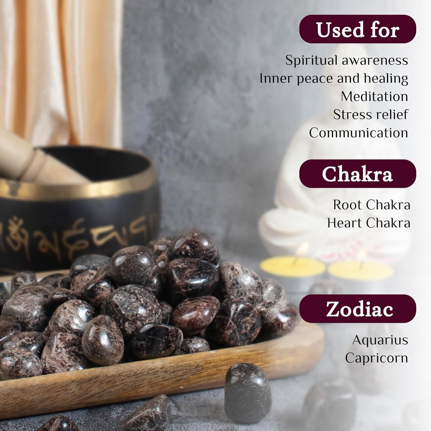 Crocon 1LB Garnet Tumbled Stones and Crystals Bulk 2000+ Carats, Polished Stones - Rock Collection - vase Filler tumbles Crystals Healing Reiki - Gemstone Gifts, Fountain tumbles Size 20 mm