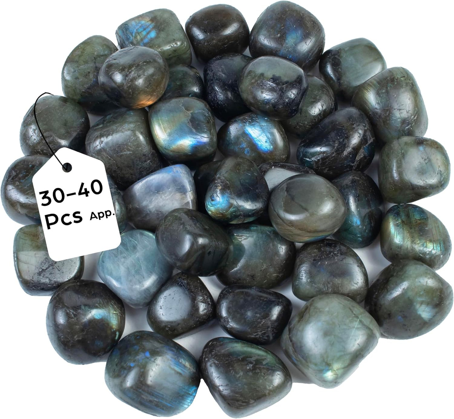 Crocon 1Lb Labradorite Tumbled Stones and Crystals Bulk Natural Crystal Kit for Reiki Healing Crystals Polished, Tumble Stones, Chakra Balancing, Good Luck, Reiki Gift, Home Decor Size : 20-25 mm