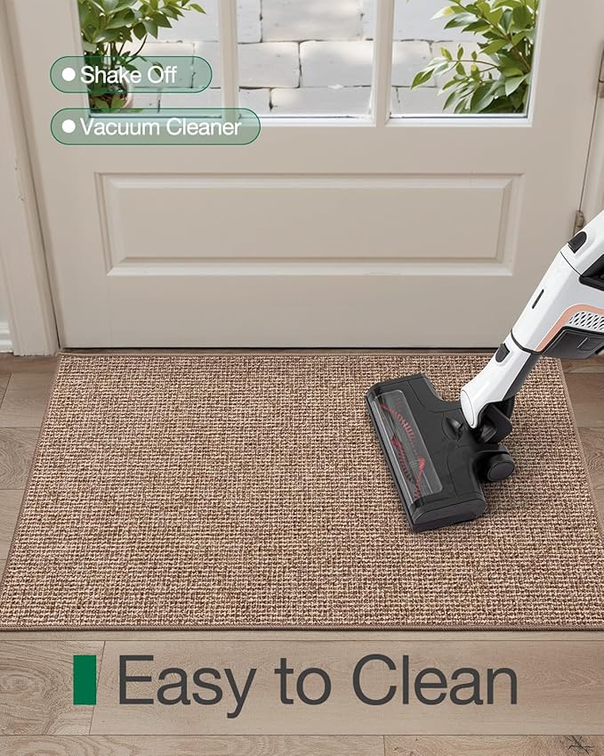 LUMI Indoor Door Mat 36"x59", Ultra Thin Low Profile Non-Slip Doormat for Home Entrance, Absorbent & Stain-Resistant Welcome Mats, Washable Entryway Mat for Front Door, Patio, Porch, Camel