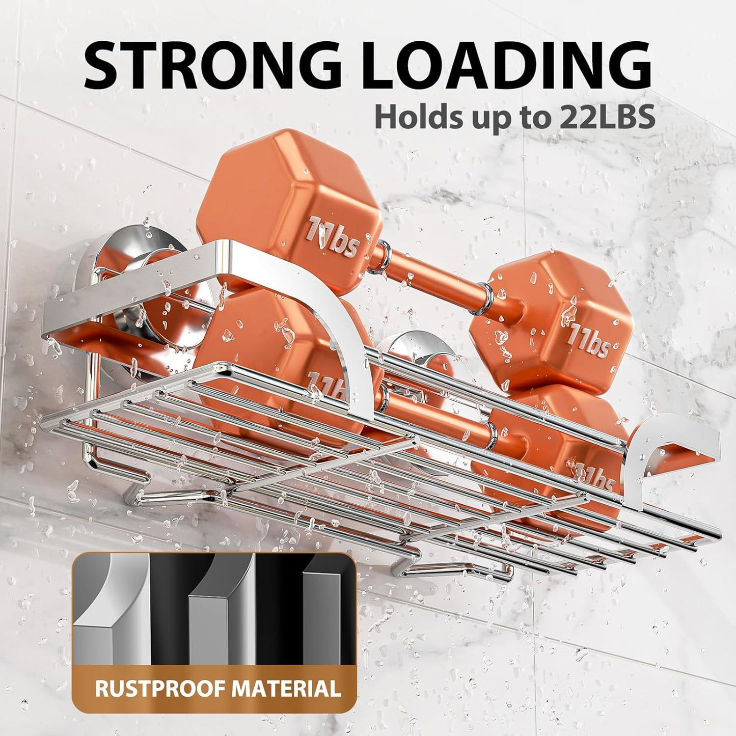 LEVERLOC Shower Caddy Suction Cup, 2 Pack Shower Shelves for Inside, Silver Rustproof Metal Bathroom Storage NO-Drilling Bathroom Organizer with Large Capacity, Heavy Duty Storage Basket