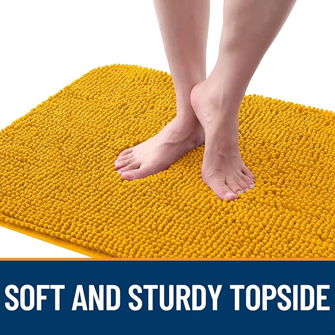 OLANLY Dog Door Mat for Muddy Paws 36x24, Absorbs Moisture and Dirt, Absorbent Non-Slip Washable Doormat, Quick Dry Chenille Mud Mat, Entry Indoor Entryway Carpet for Inside Floor, Golden Yellow
