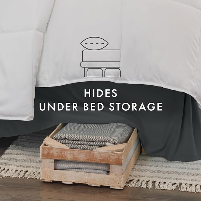 Linen Market Bed Skirt - Ultra Soft Microfiber - Easy Fit with 14 Inch Tailored Drop - Hotel Quality, Shrinkage & Fade Resistant - Bed Cover - Cal King Bed Skirt - Bedroom Décor - (Cal King, Gray)