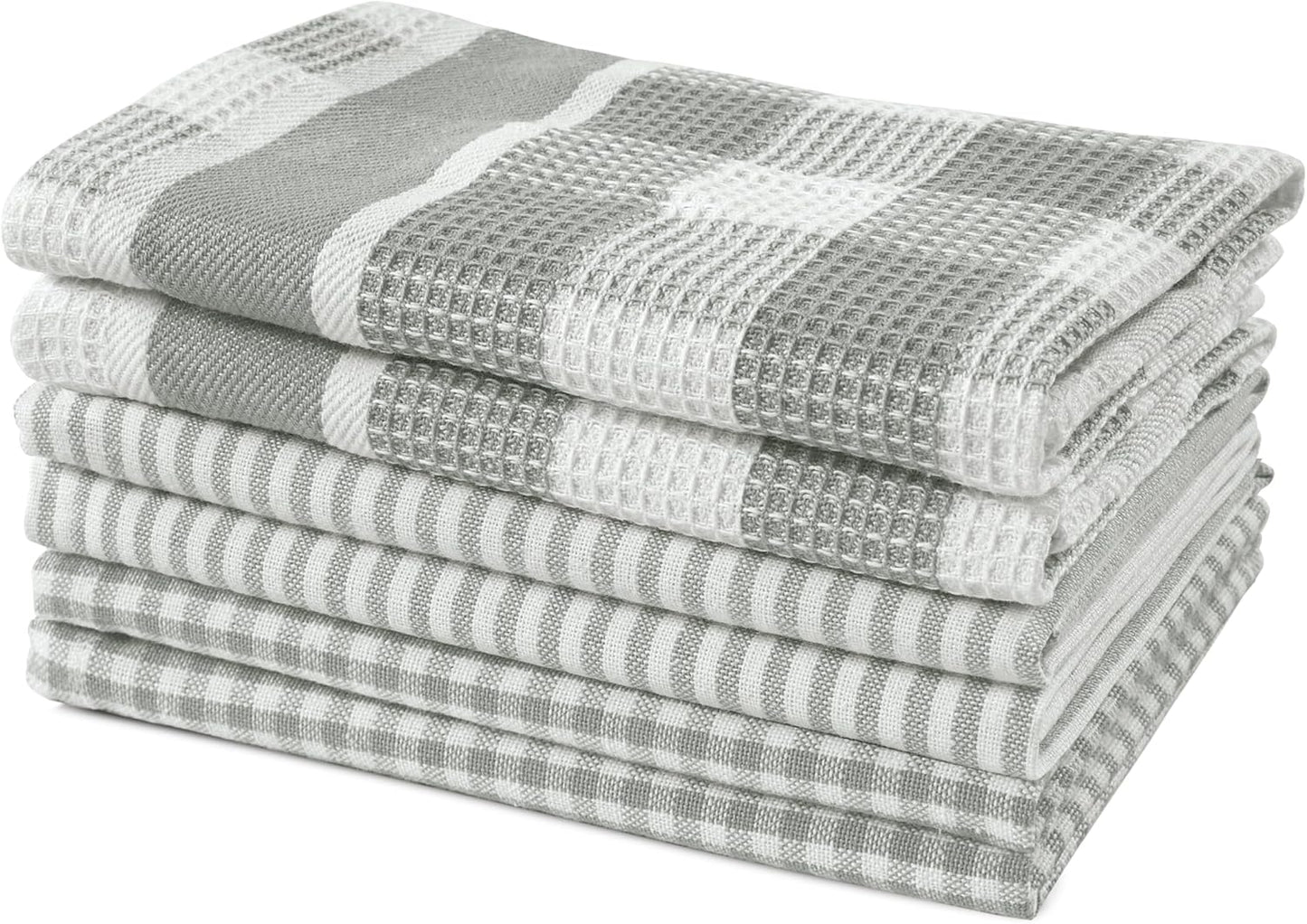 LANE LINEN Cotton Dish Towels - 6 Pack Soft Absorbent Kitchen Dish Cloths, Multi Purpose Kitchen Towel for Cleaning & Drying, 12"x12" - Grey
