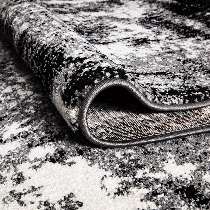 Keen Home Design Area Runner Rugs - 2x10 Non-Shedding, Abstract Runner for Kitchen, Living Room, Bedroom, Dining Room, Entryway - Size: 2'8" x 9'11", Abstract Black