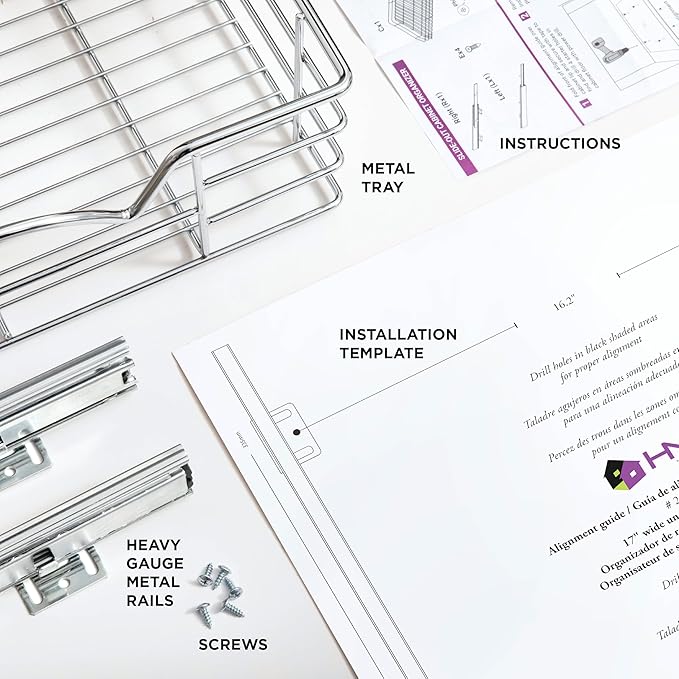 HOLDN’ STORAGE Pull Out Cabinet Organizer, Individual Sliding Drawers - Heavy Duty Metal with Lifetime Limited Warranty - Anti Rust Chrome Finish (Single Tier, 17" W)