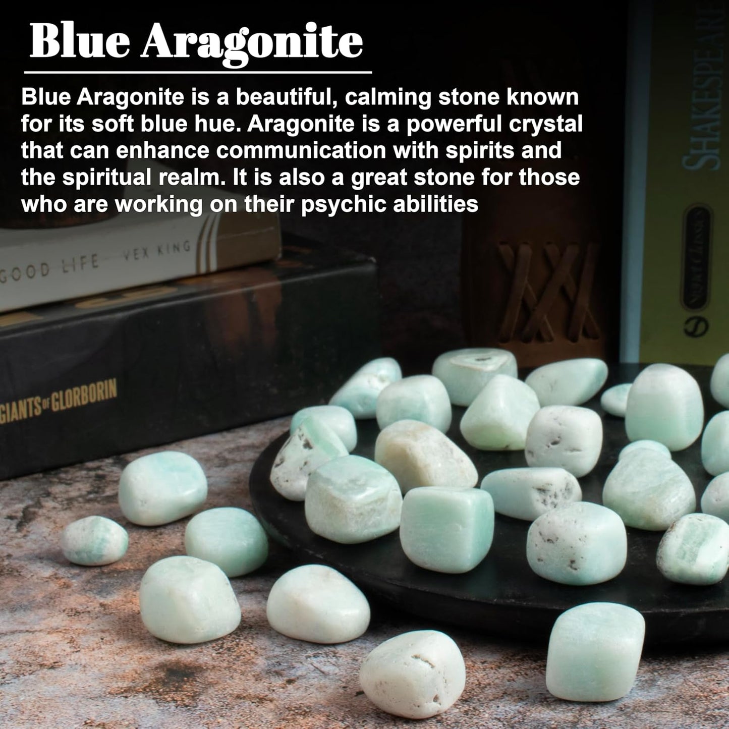 Crocon 1/2LB Blue Aragonite Tumbled Stones and Crystals Bulk Natural Crystal Kit for Reiki Healing Crystal Polished Tumble Chakra Balancing, Good Luck, Reiki Gift, Home Decor Size : 20-25 mm